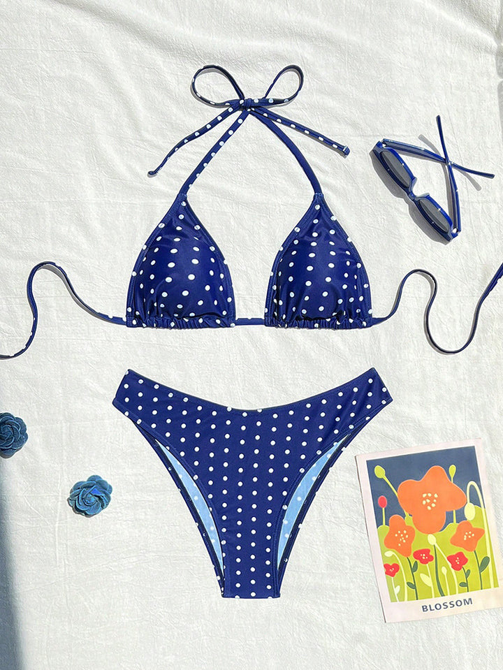 Dame triangel-bikini med dekorative prikker Skovae