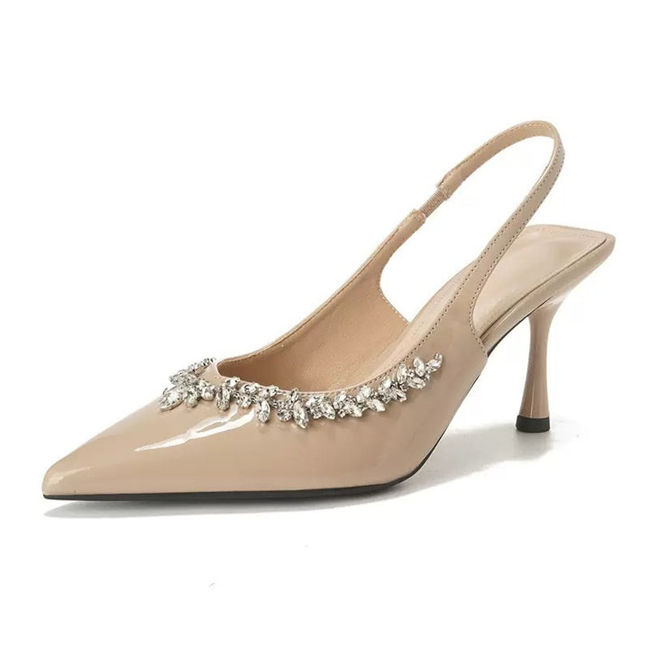 Dame elegante Slingback-hæle med rhinsten-dekoration Stilla