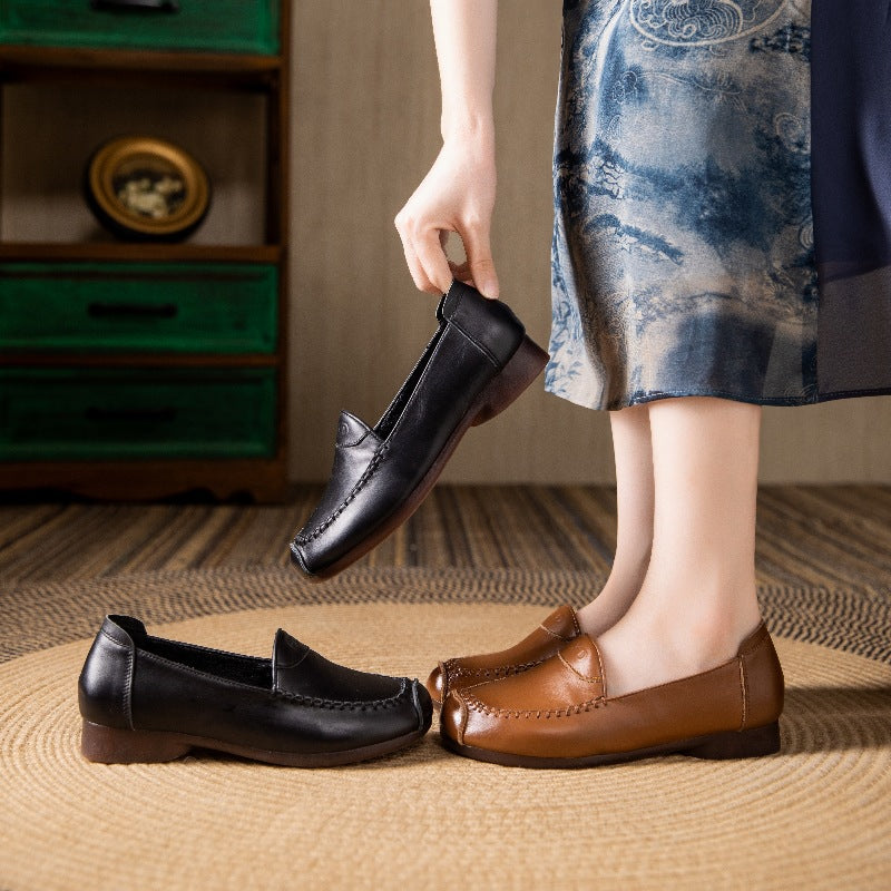 Femme Luksuriøse Læder Fritids Slippers Stilla