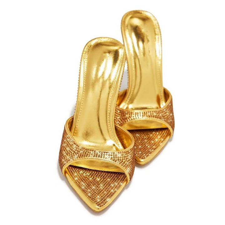 Femme Stiletto Mules med strassdekorationer  Stilla