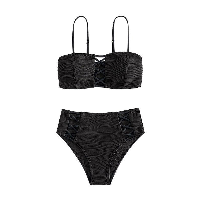 Dame bikini sæt med struktureret overflade og dekorative indlæg Skovae