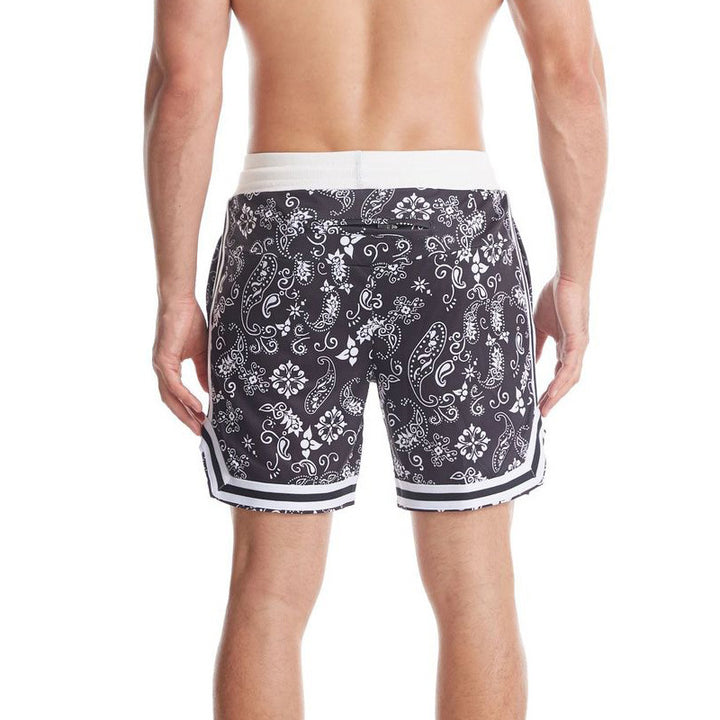 Herrer farverige badshorts med praktisk baglomme og elastisk liv Stilla