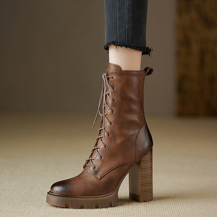 Femme Chunky Heel Snørestøvler Stilla