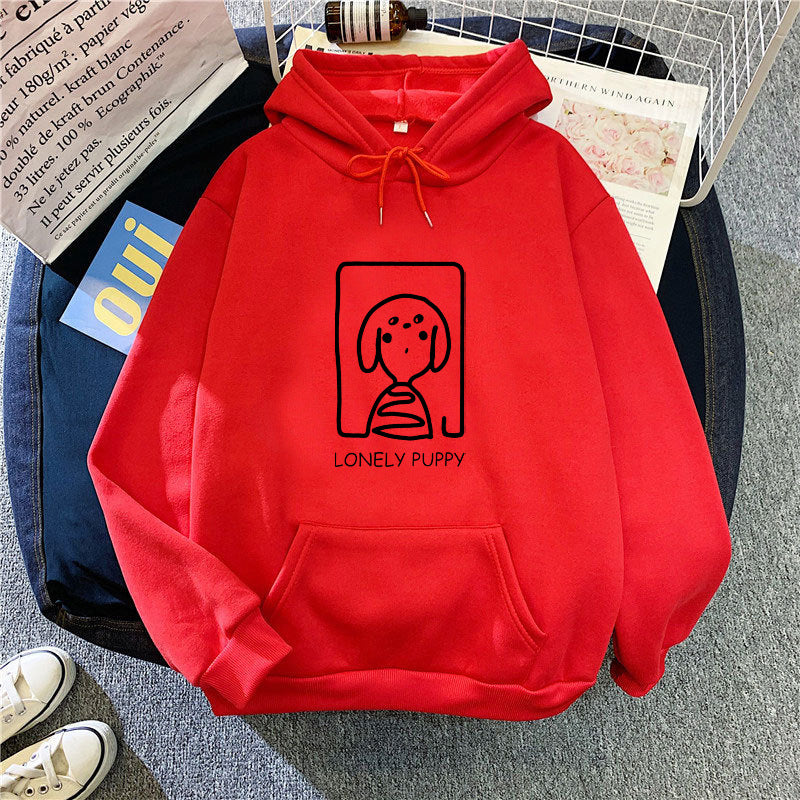 Kvinders hoodie med kreativt hundemotiv Skovae
