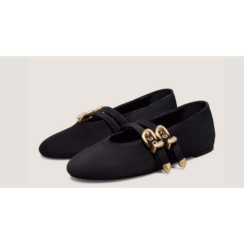 Dame Elegante Spids-Tå Ballerinas med dekorativt Spænde-Detail Stilla