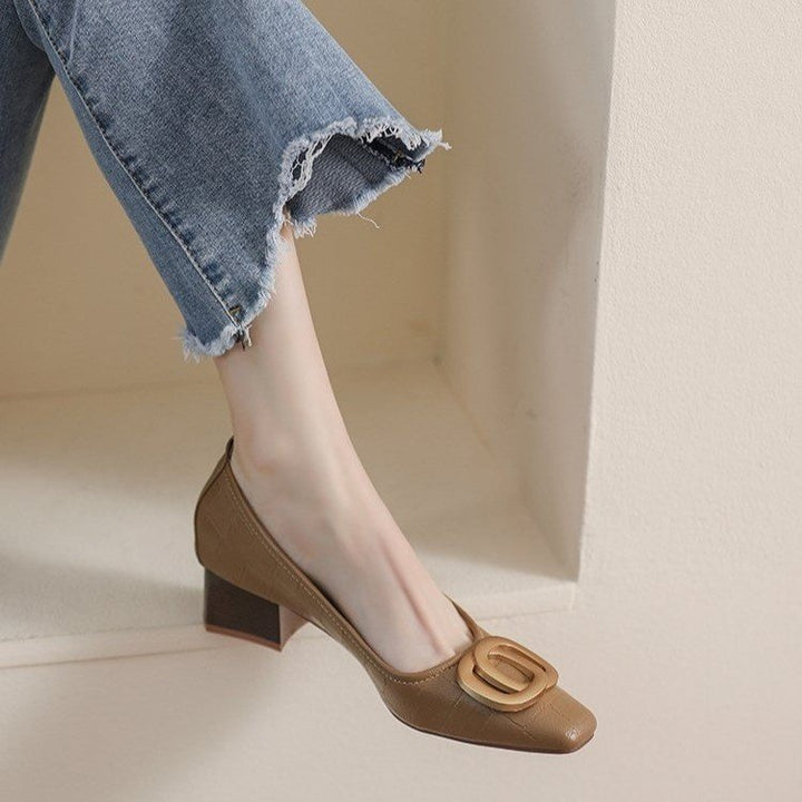 Kvinder elegante krokodilleprint blokhæls pumps med statement spænde Stilla