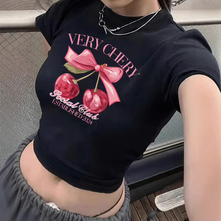 Dame Crop-T-shirt med inspirerende tekst Skovae