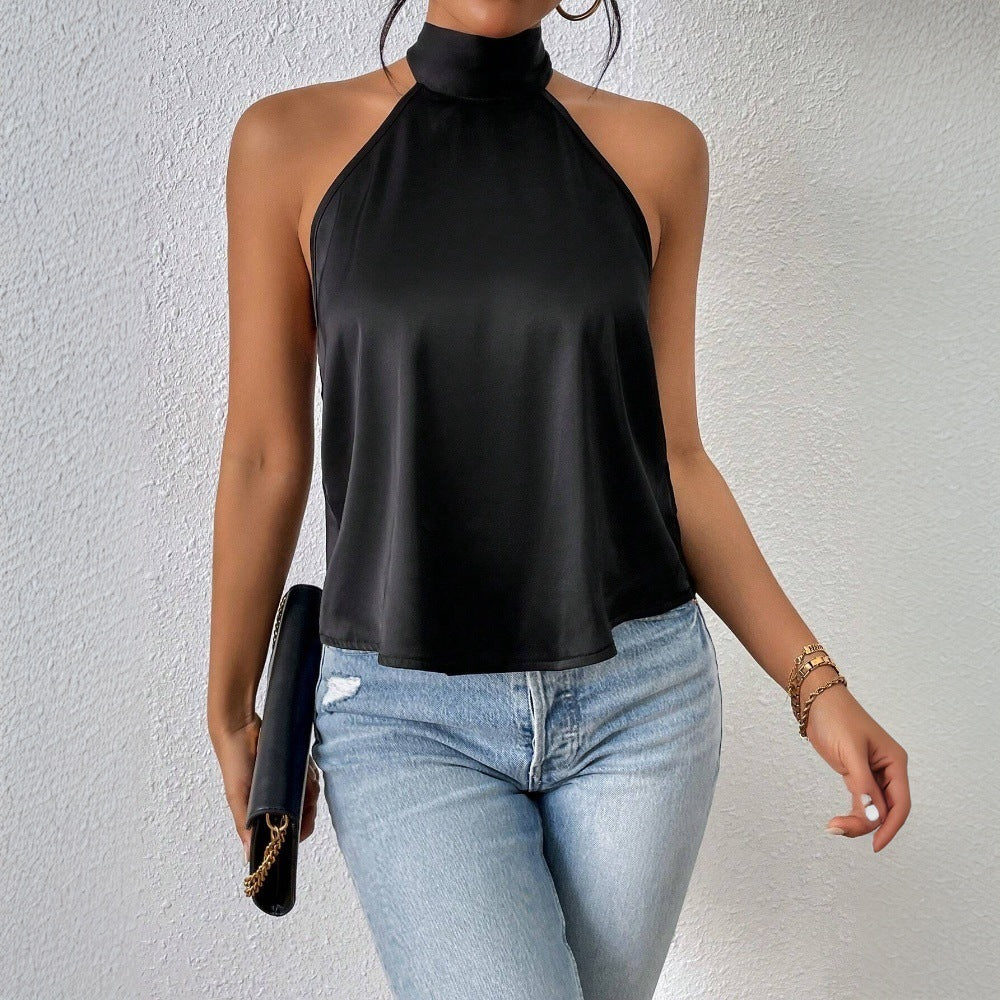 Kvindernes elegante halterneck top med silkeagtig finish Stilla