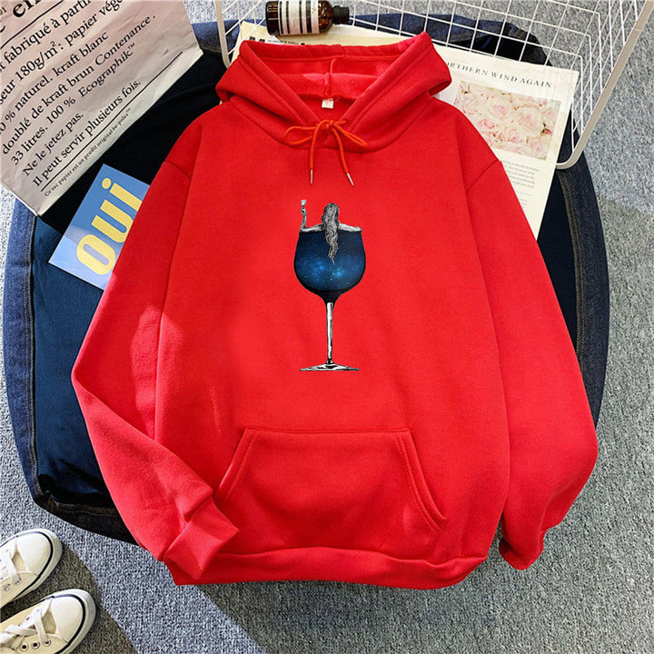 Kvinders hoodie med kreativ cocktail design Skovae