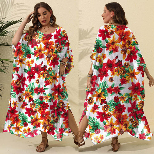 Kvinder Floral Tryk Maxi Cover-Up Kjole Stilla