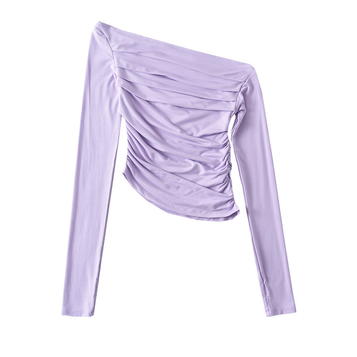 Dame asymmetrisk, ruched overdel med langærmet og elegant design Stilla