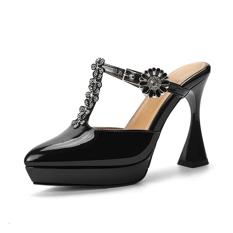 Femme Stilfulde Slingback Højhælede Mules med elegante blomsteraccenter Stilla