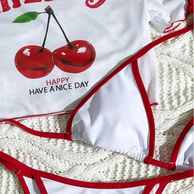 Dame Bikini sæt med kreativt kirsebær design Skovae