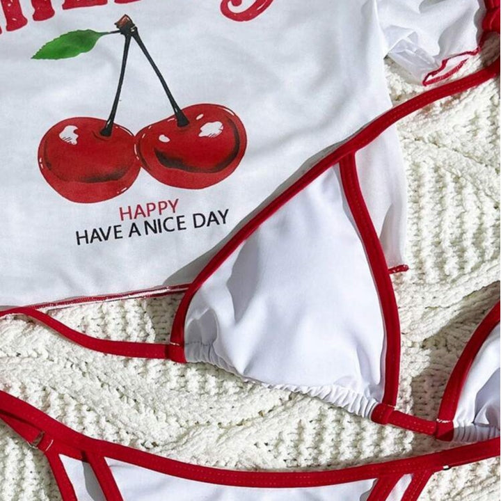 Dame Bikini sæt med kreativt kirsebær design Skovae