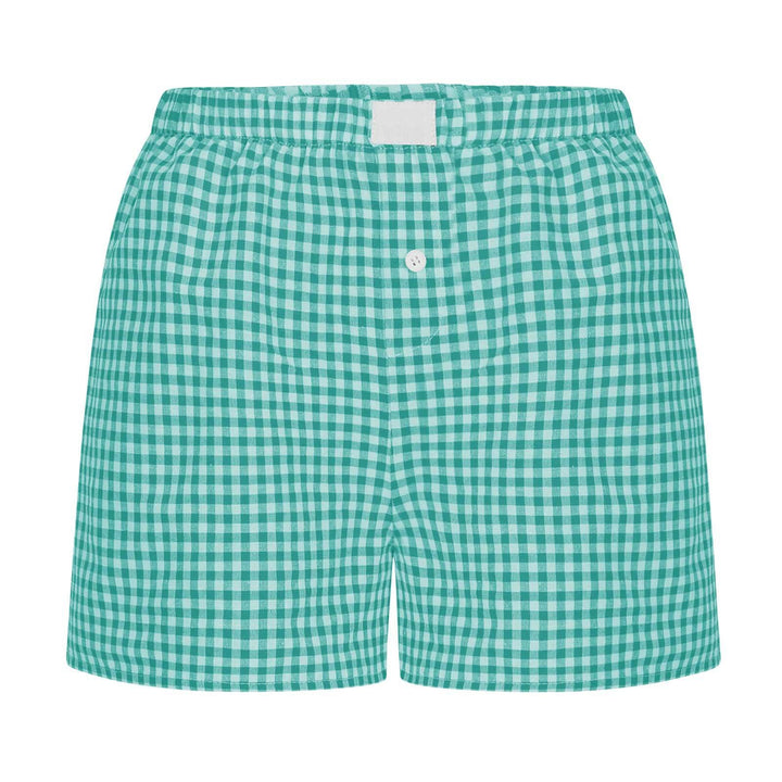 Dame afslappet bomulds kort natbukser med Gingham-mønster Stilla