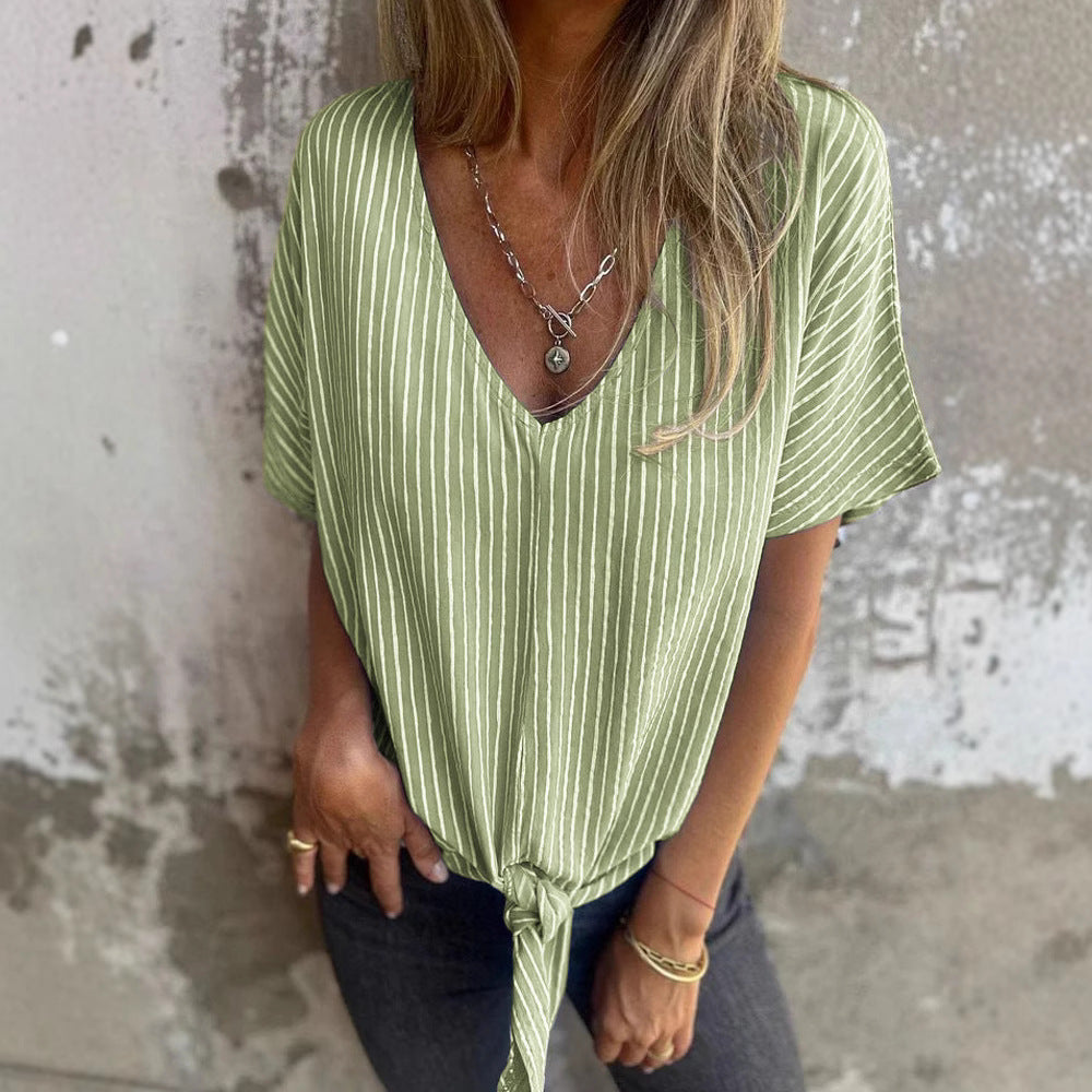 Dame Glitrende V-Pullover Bluse Skovae