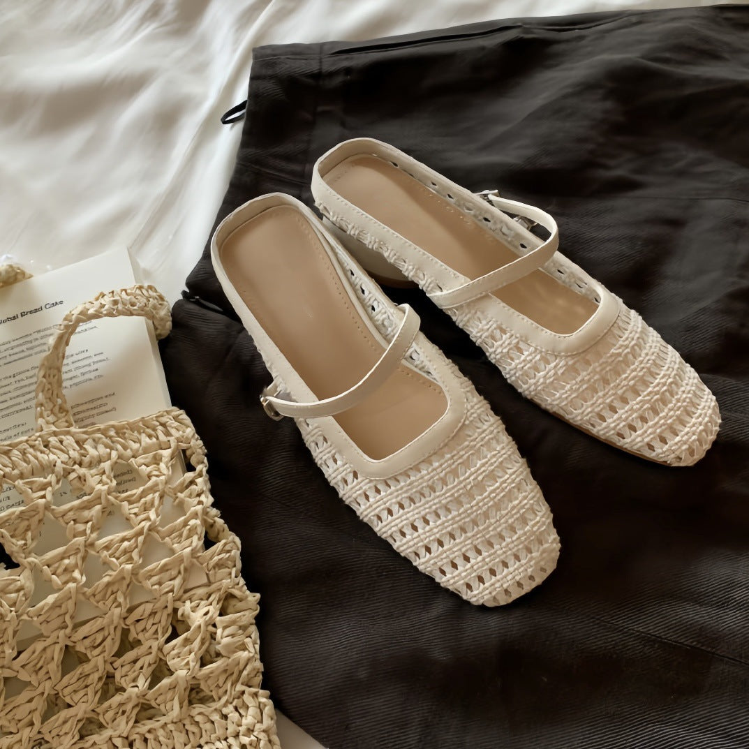 Dame Woven Blokhæl Mules Stilla