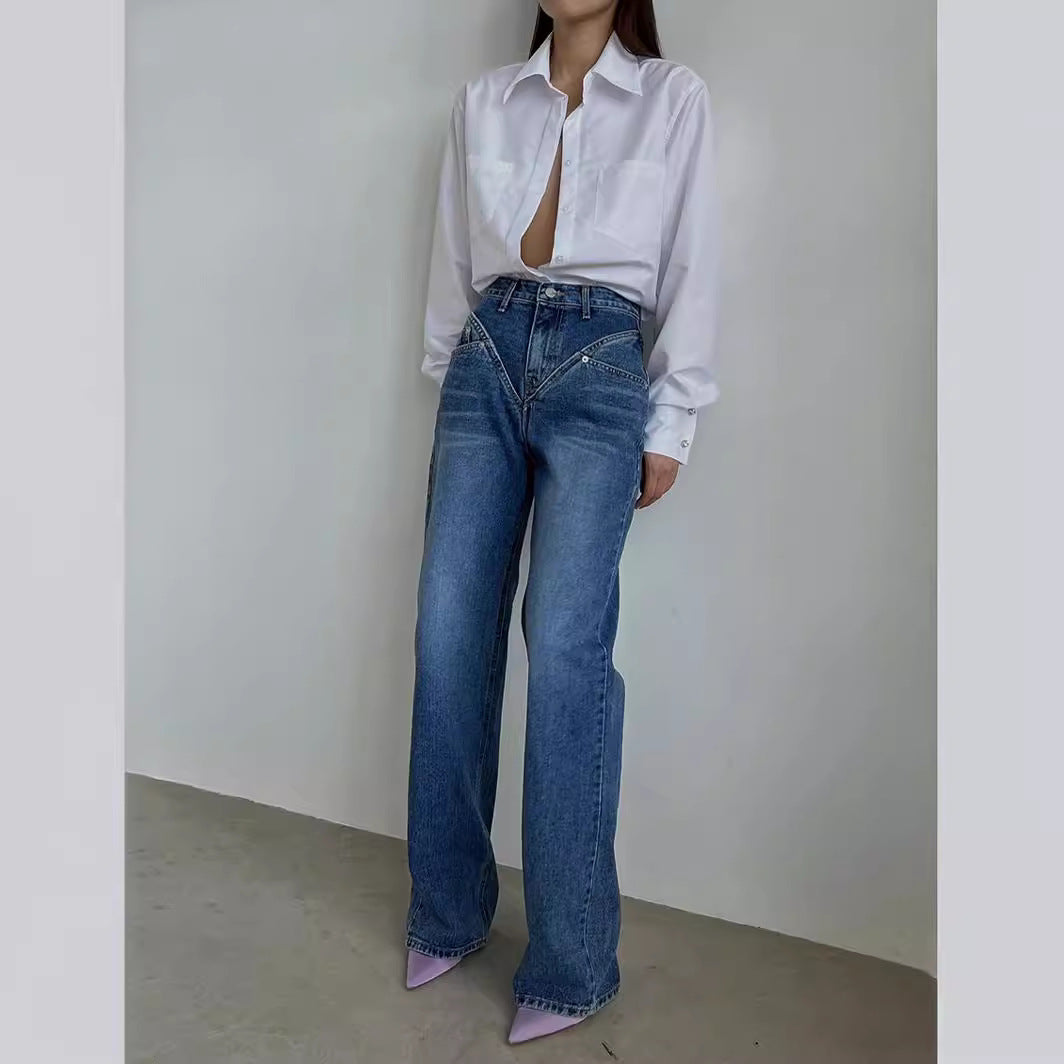 Damer High-Waist Jeans i afslappet, løs pasform Stilla