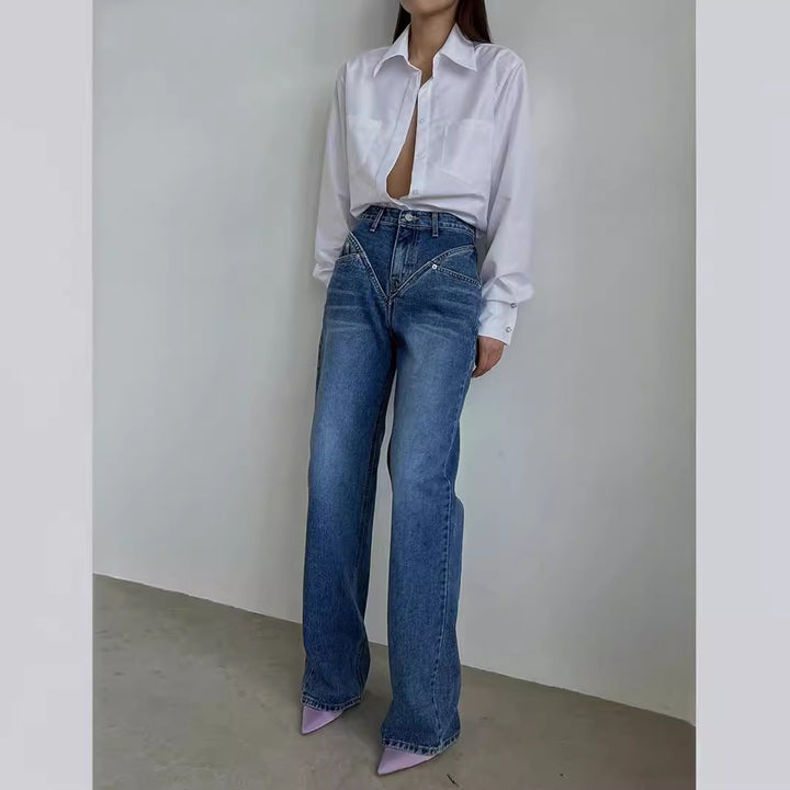 Damer High-Waist Jeans i afslappet, løs pasform Stilla