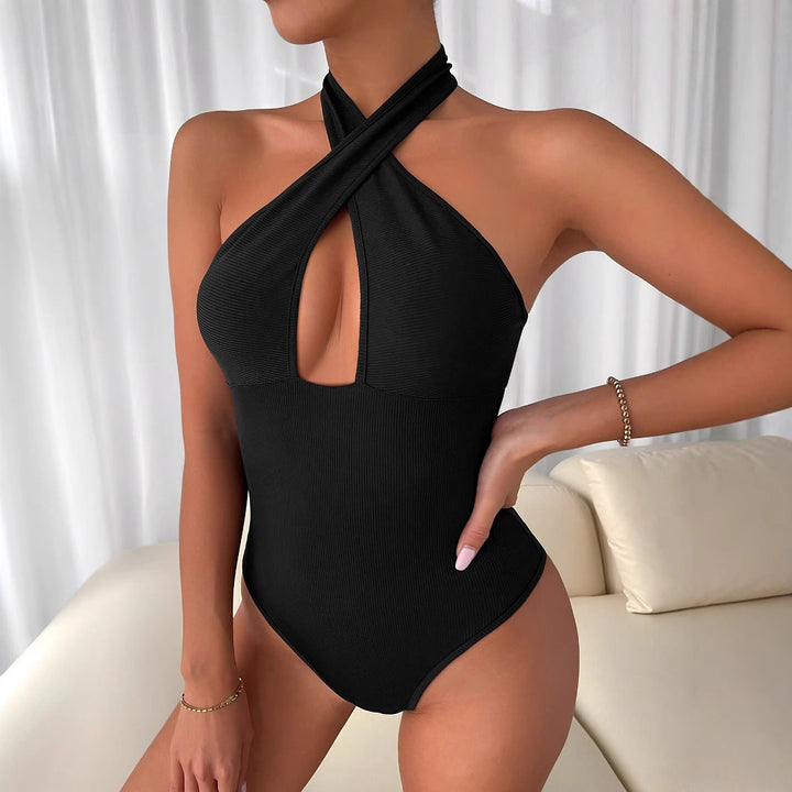 Kvinders bodysuit med dyb V-hals og crossover design Stilla