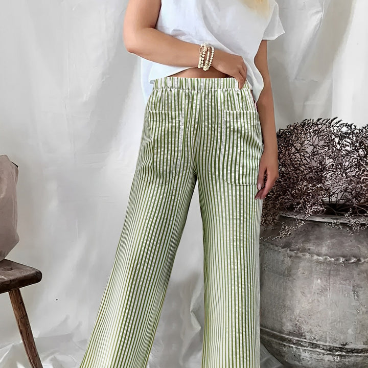 Dame Relaxed Fit Stribet Bukser Stilla