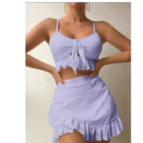 Dame Rynk Crop Top og Nederdel Sæt Stilla