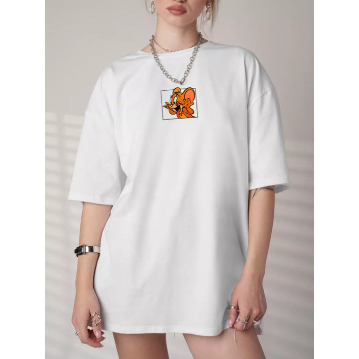 Dame T-shirt med kreativt cartoon-design Stilla