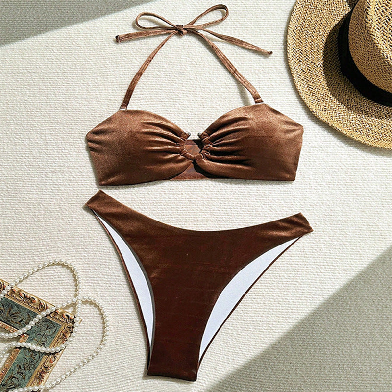 Dame Samt Twist-Front Bikini Sæt Stilla