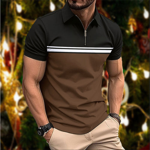 Herrer elegant kortærmet polo-shirt med moderne lynlås Stilla