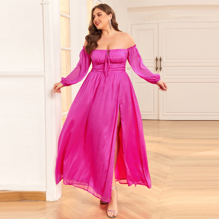 Dame maxikjole med off-shoulder design og flydende stof Stilla
