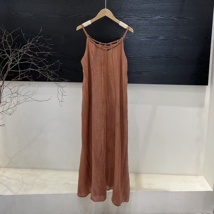 Femme Elegantes Maxi-Kjole med justerbare stropper Stilla