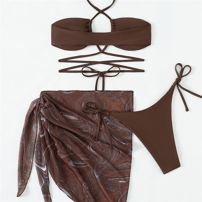 Dame Bandeau-Bikini-sæt med justerbare stropper og elegant omslagseffekt Stilla