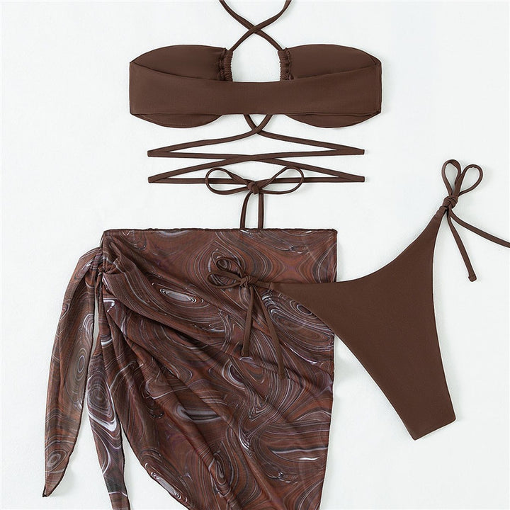 Dame Bandeau-Bikini-sæt med justerbare stropper og elegant omslagseffekt Stilla