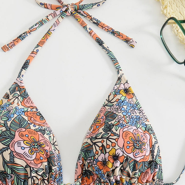 Dame Bikinisæt med legende blomsterprint og justerbare stropper Skovae