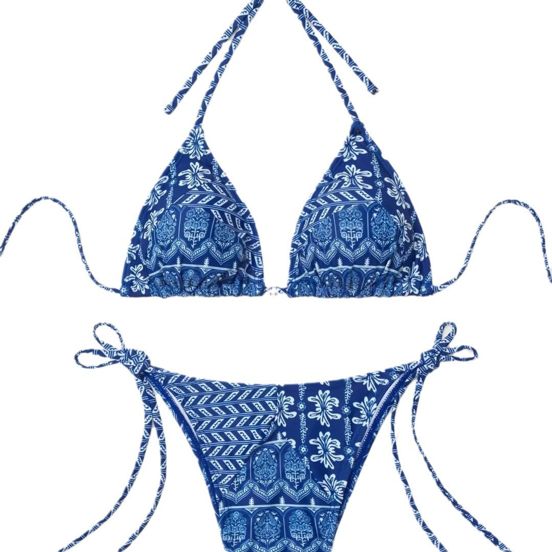 Dame triangel-bikini med legende palmeprint Skovae