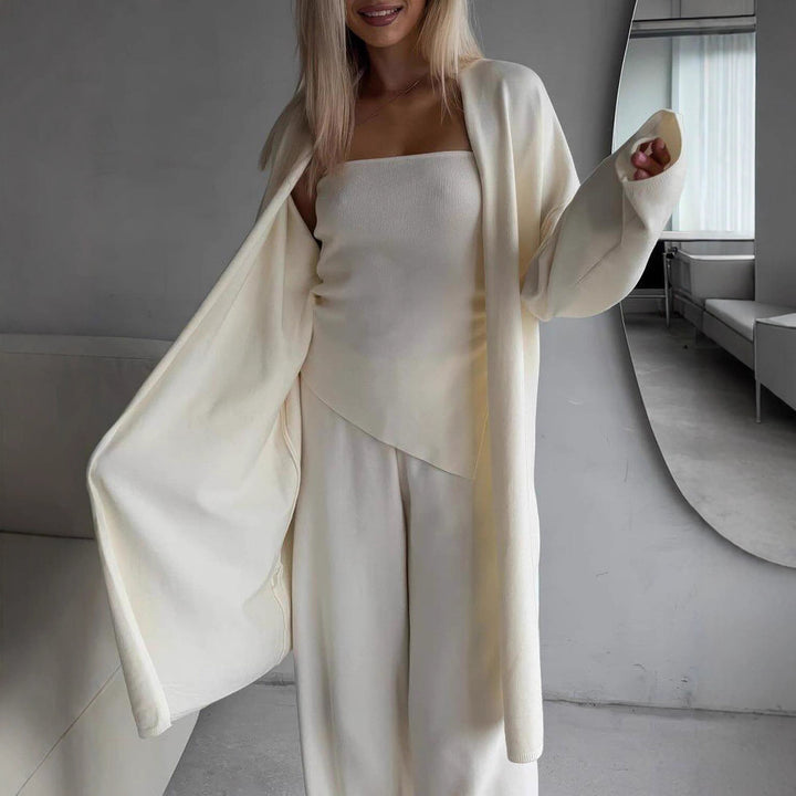 Kvinders luksus lounge sæt med ærmeløs top og bred cardigan Stilla