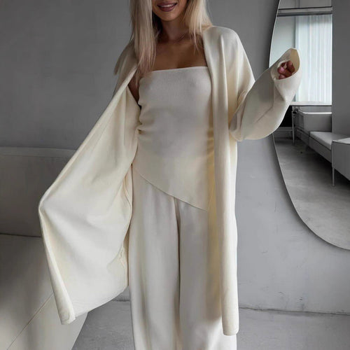 Kvinders luksus lounge sæt med ærmeløs top og bred cardigan Stilla