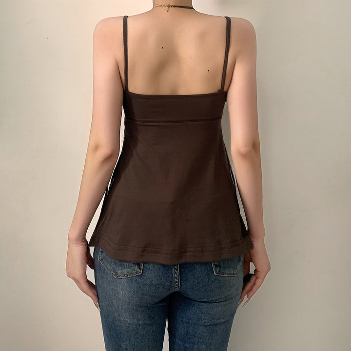 Dame bustier top med elegante spidsindsatser og løst faldende snit Skovae