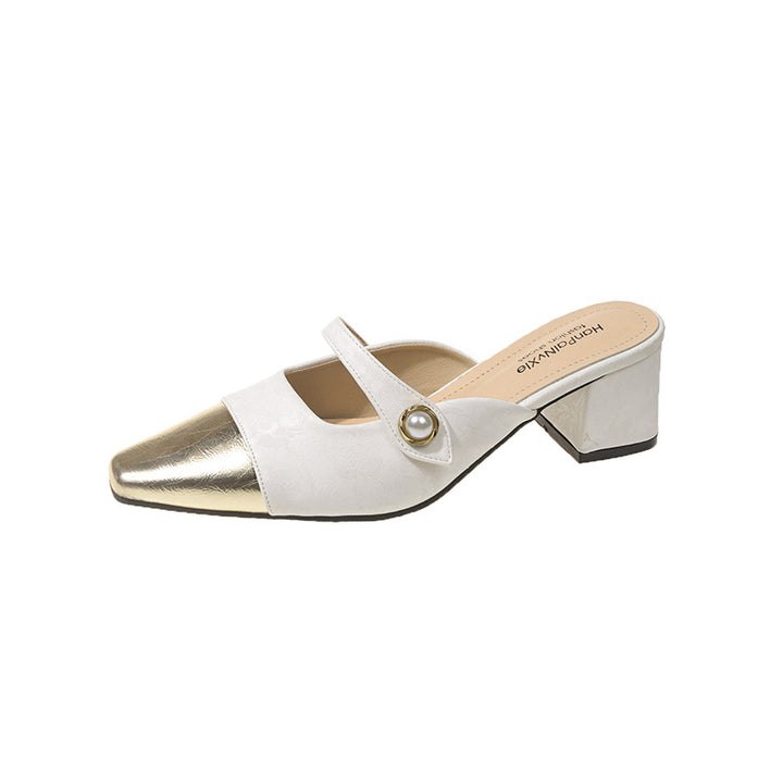 Dame elegante spidse Slingback-hælmules med dekorativ perleaccent Stilla