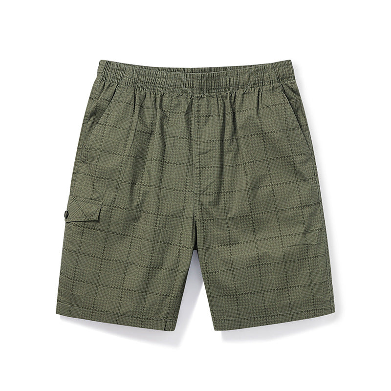 Herrer afslappede plaid shorts med elastisk linning og praktiske sidelommer Stilla