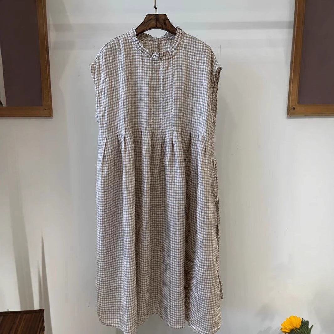 Femme Gingham Check Midi Kjole med Flæsekant Stilla