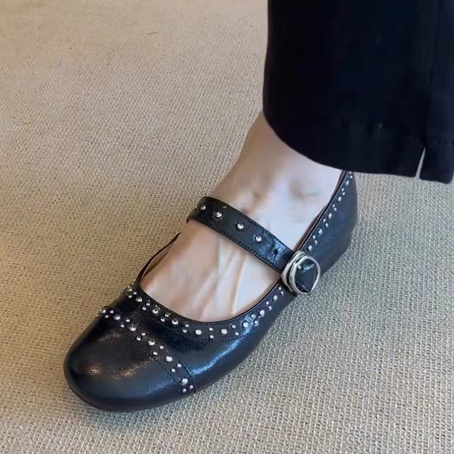 Dame Classic Mary Jane Ballerinas med nitter-detalje Stilla