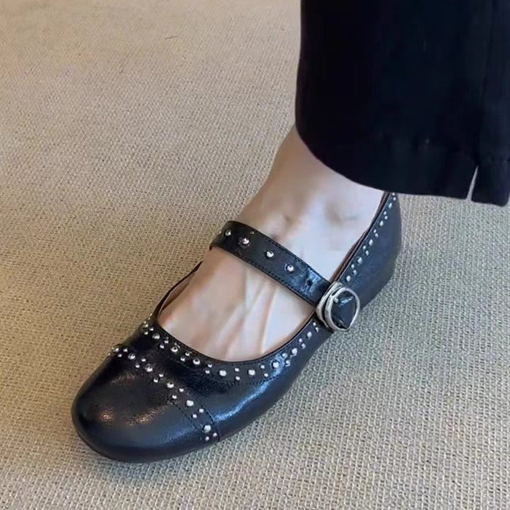 Dame Classic Mary Jane Ballerinas med nitter-detalje Stilla