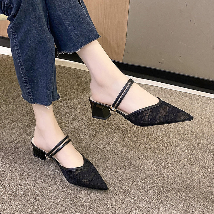 Dame Sling-Pumps med delikat spids og elegant blokhæl Stilla