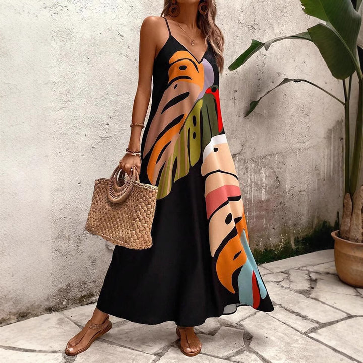 Kvinder Bohemian Floral Spaghetti-strop Maxi Kjole Stilla