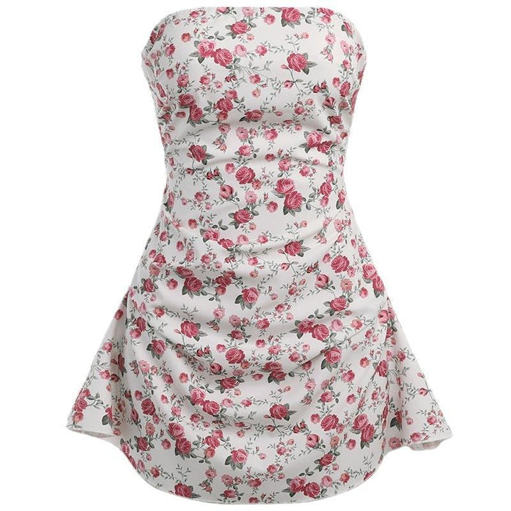 Dame Strapless Floral Print Mini Kjole Stilla