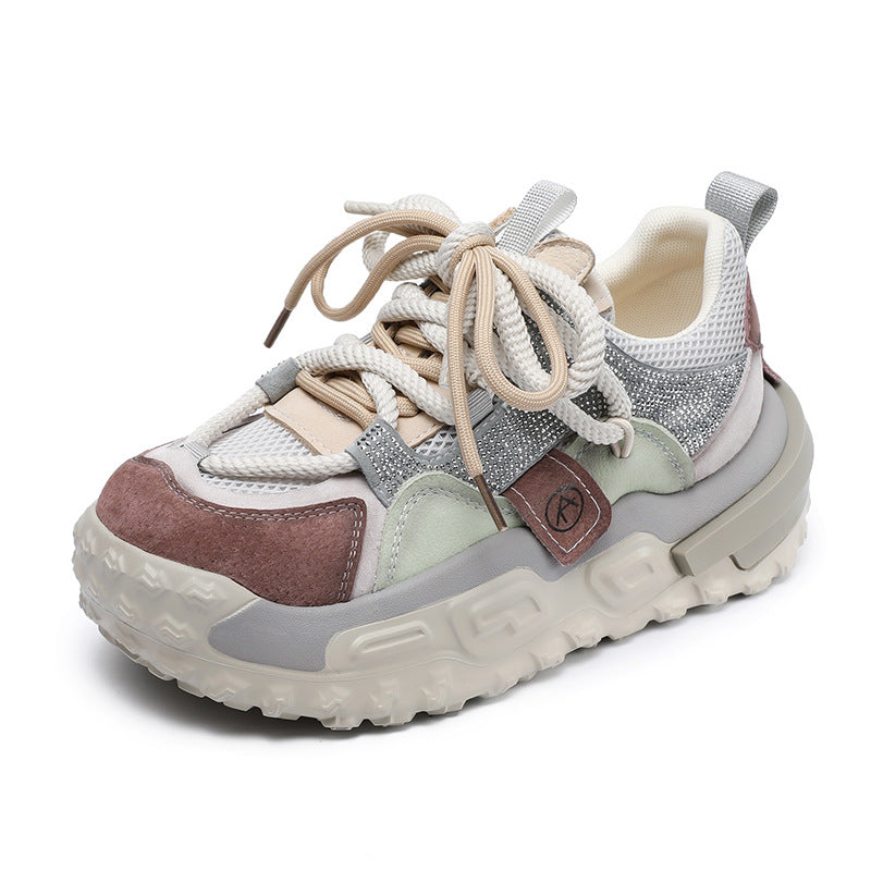 Damer Trendy Chunky Sål Sneakers med blandet Materialedesign Stilla