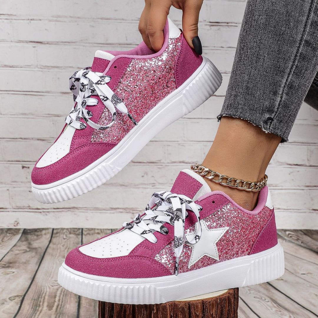 Damer Funklende Sneakers med glitrende overflade og sportsligt design Stilla