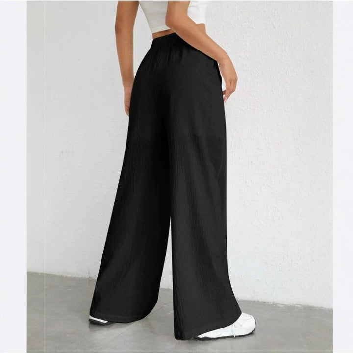 Dame brede High-Waist-bukser med struktureret overflade Stilla