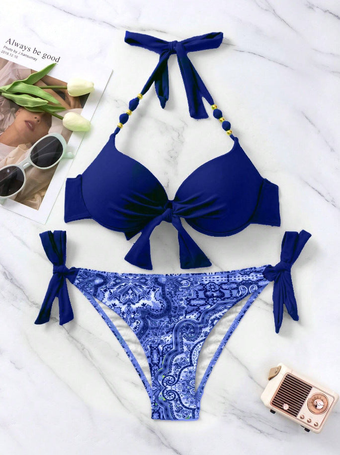 Dame Triangel-Bikini med legende knudedesign og farverig mønsterblanding Stilla
